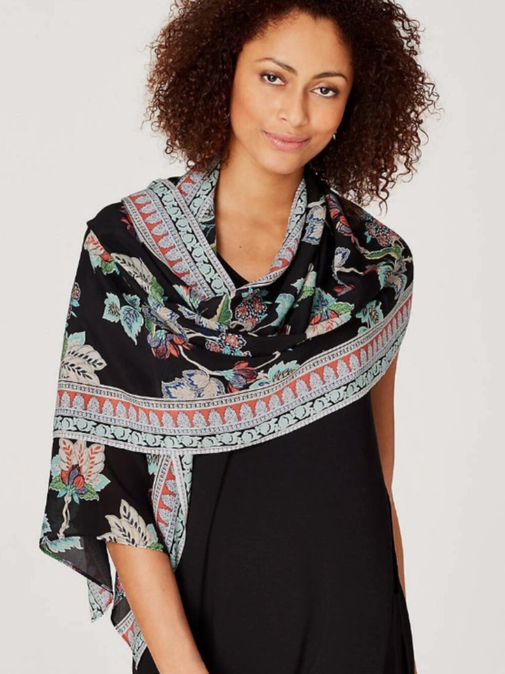 J.Jill Ornate Floral Silk Scarf